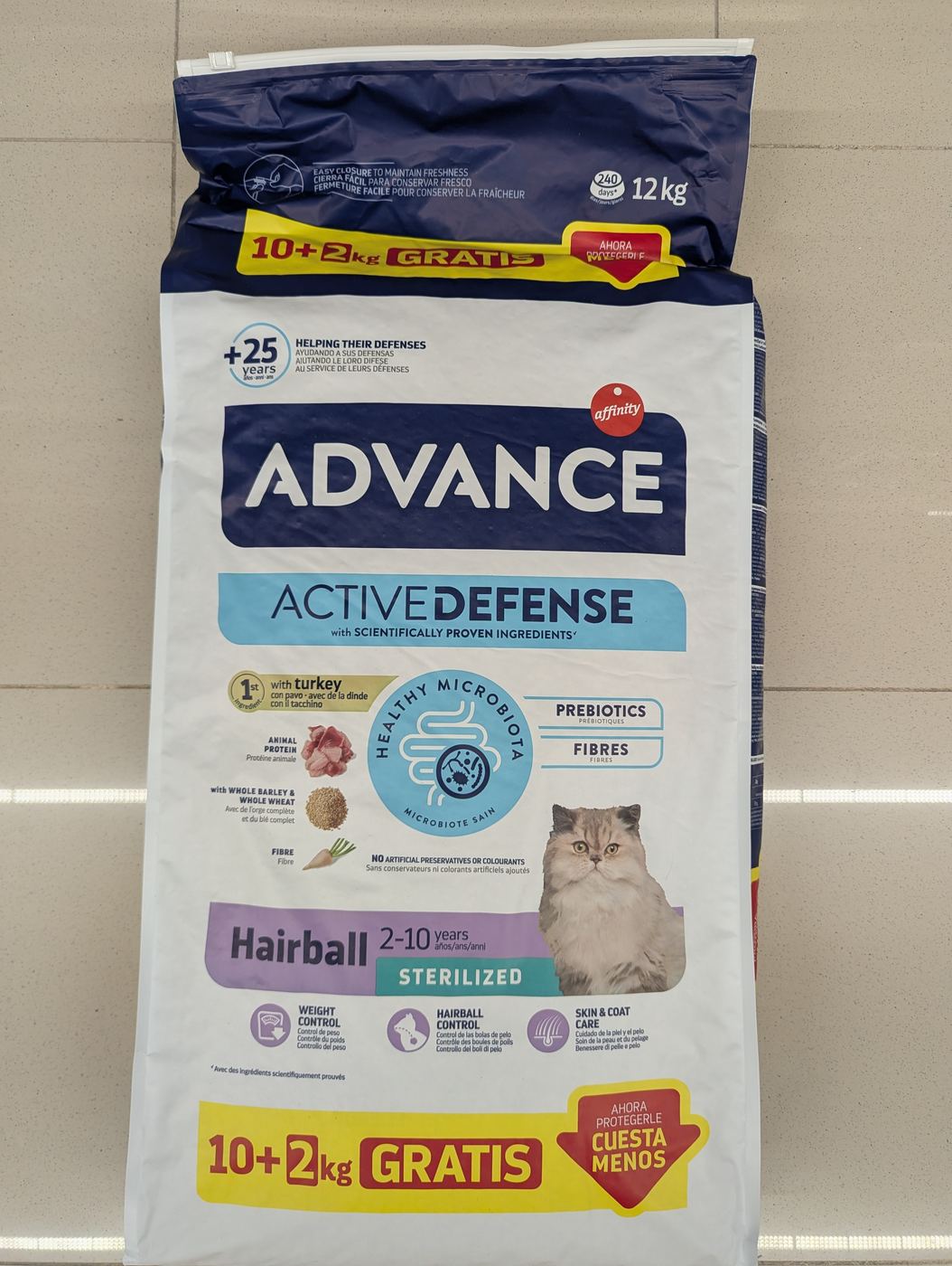 Saco de Advance Active Defense Hairball Sterilized con pavo
