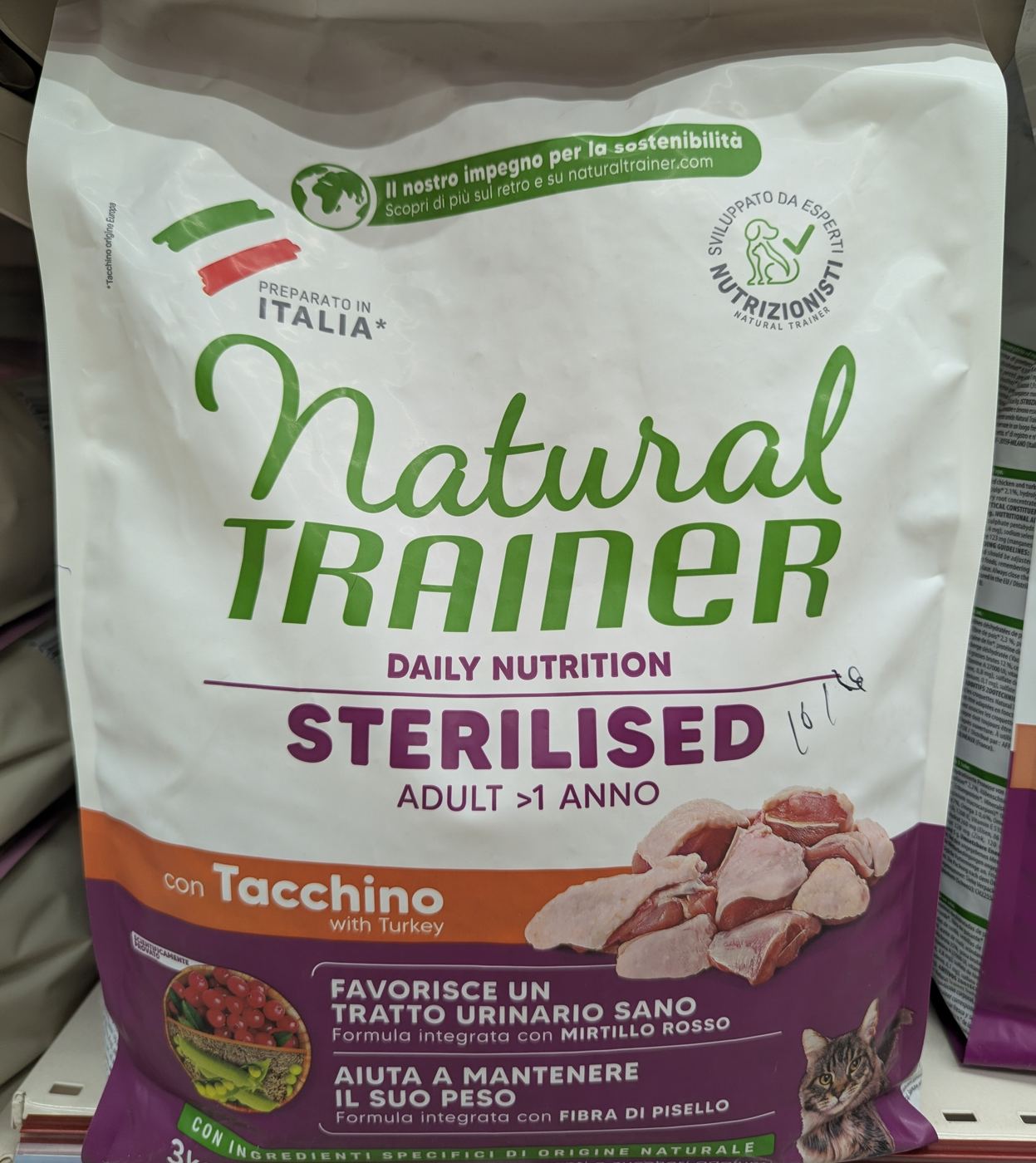 Saco de Natural Trainer Sterilised con Tacchino