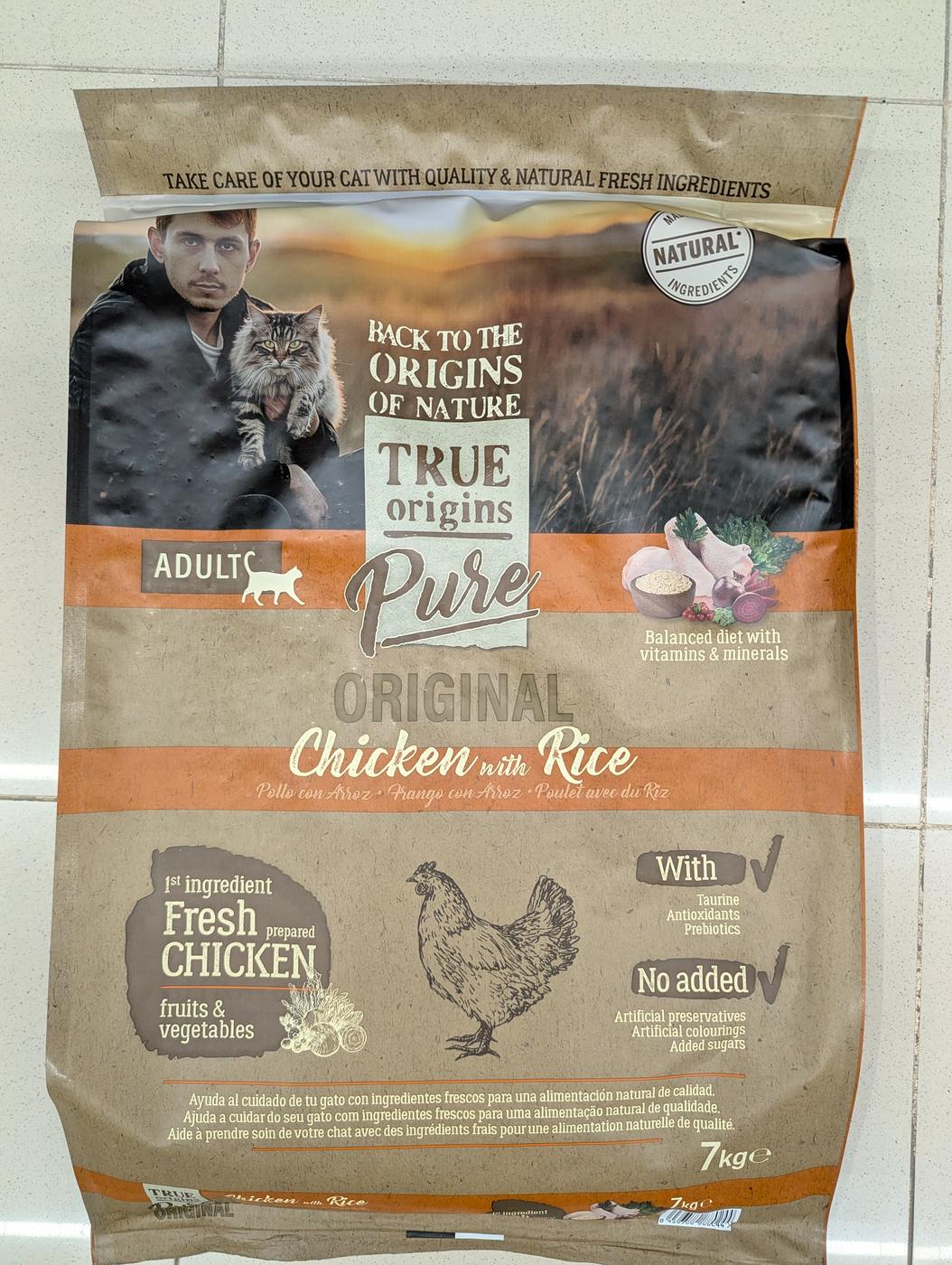 Saco de 7 kg de True Origins Pure Original Chicken with Rice para gatos adultos